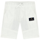 Younger Boys White Logo Chino Shorts, 1, hi-res