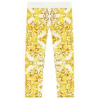 Girls White & Yellow Majolica Leggings, 1, hi-res
