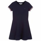 Girls Navy Logo Dress, 1, hi-res