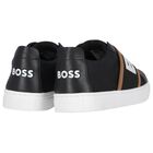 Boys Black Logo Trainers, 1, hi-res