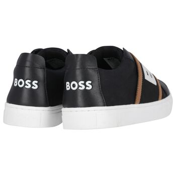 Boys Black Logo Trainers