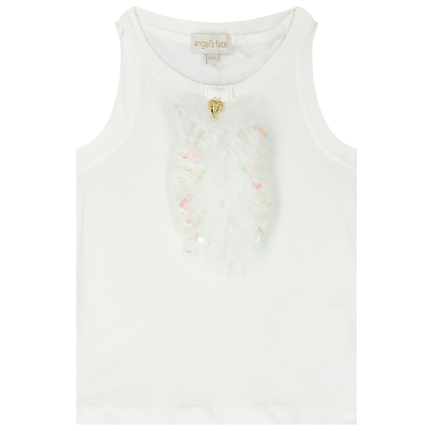 Girls White Sequin Top, 1, hi-res