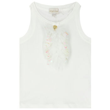 Girls White Sequin Top