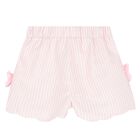 Girls Ivory & Pink Striped Shorts Set, 1, hi-res