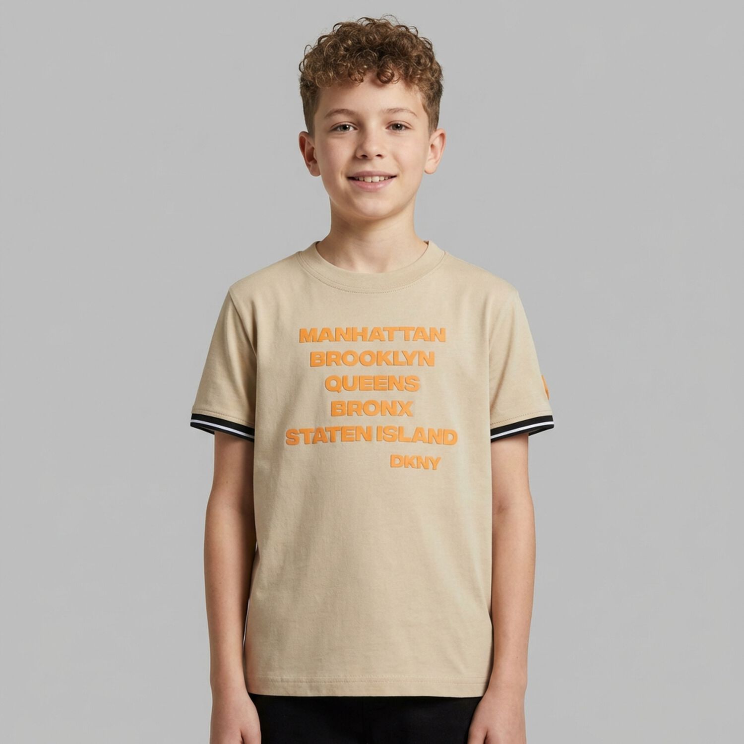 Boys Beige Logo T-Shirt, 1, hi-res