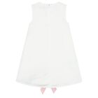 Girls White & Pink Bow Dress, 1, hi-res
