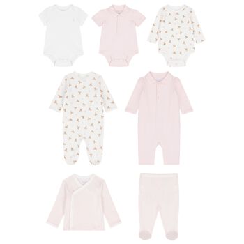 Baby Girls Pink & White Babygrow Gift Set