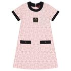 Girls Pink & Black Logo Dress, 2, hi-res