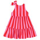 Girls Pink & Red Striped Dress, 1, hi-res