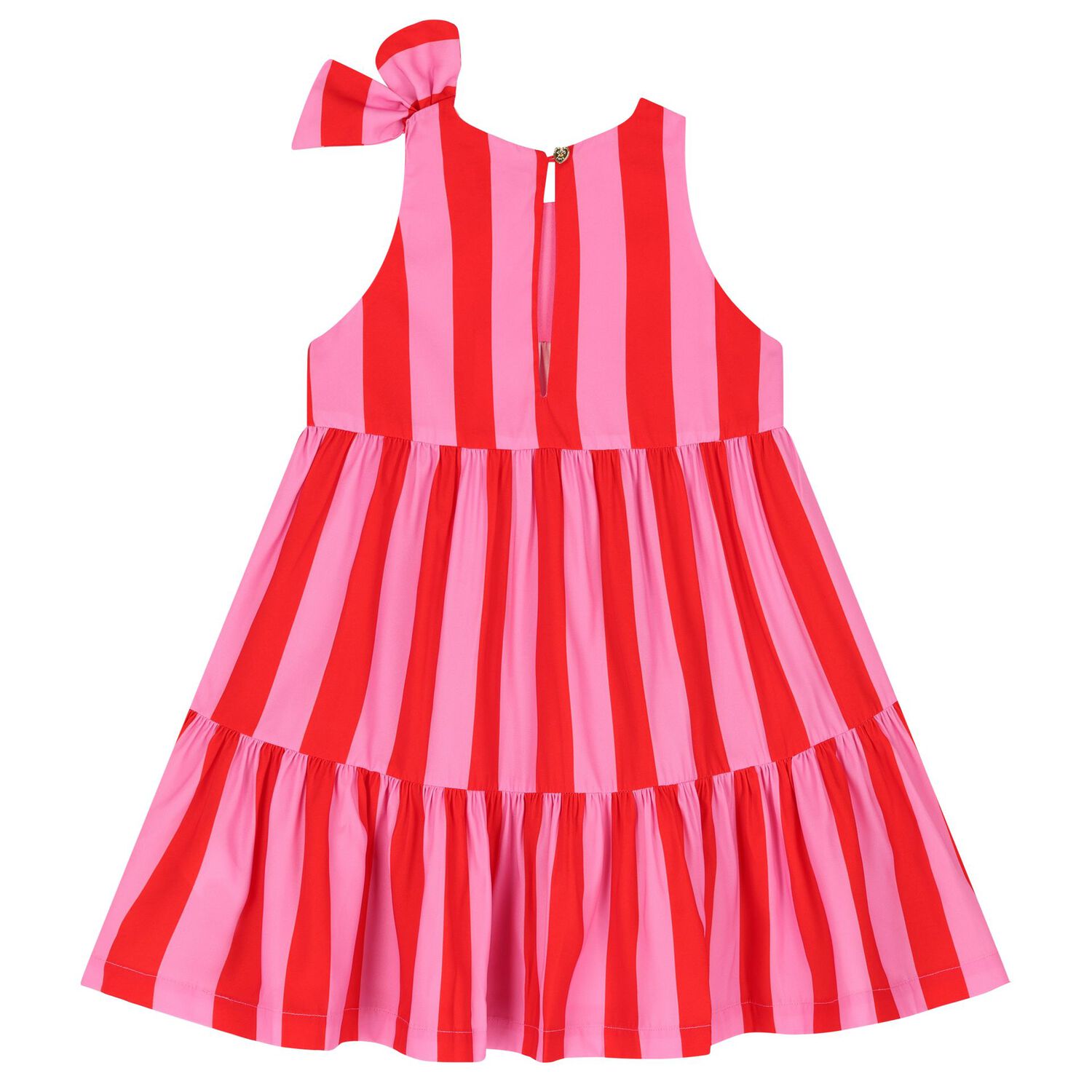 Girls Pink & Red Striped Dress, 1, hi-res