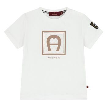 Younger Boys White Logo T-Shirt