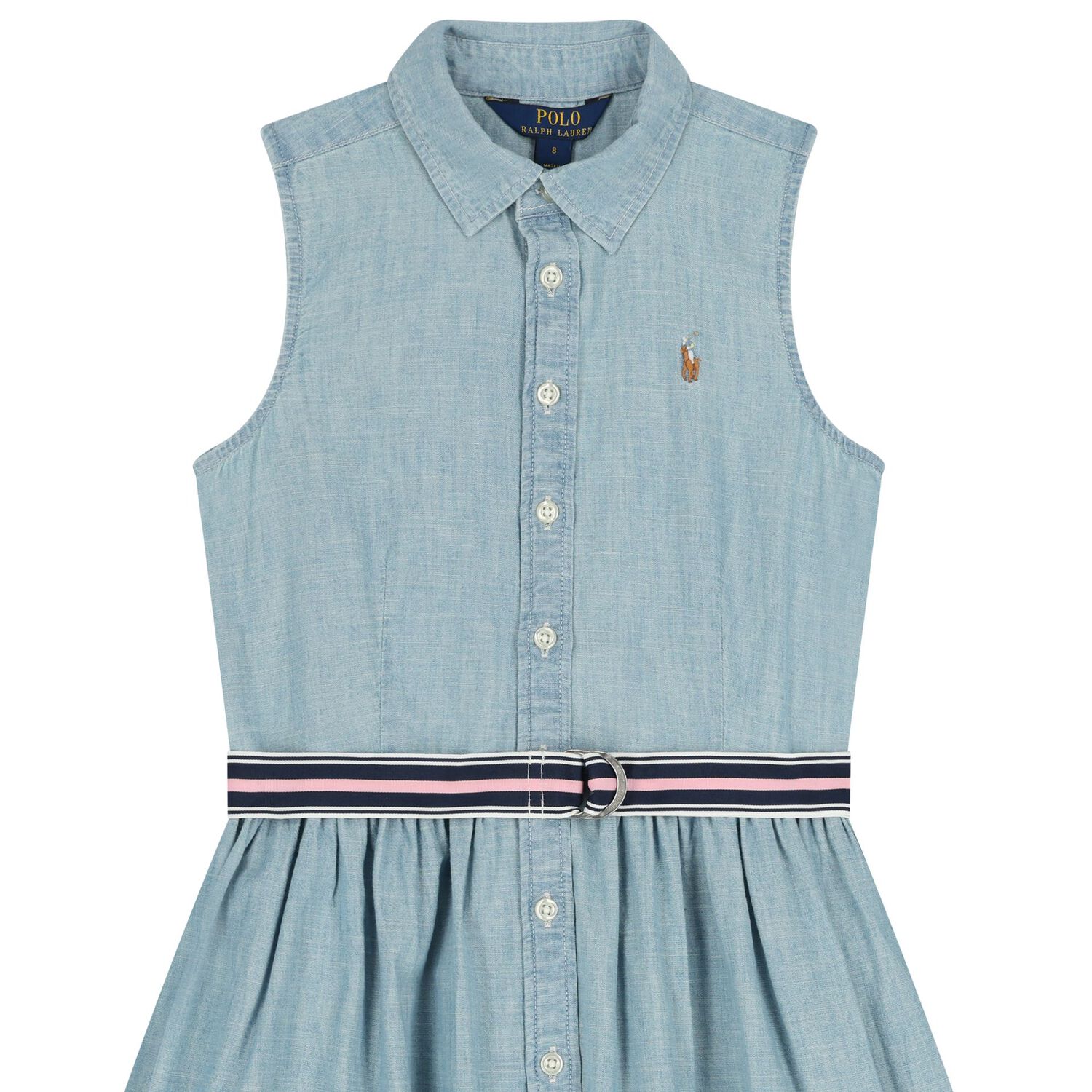 Girls Blue Logo Sleeveless Dress, 1, hi-res