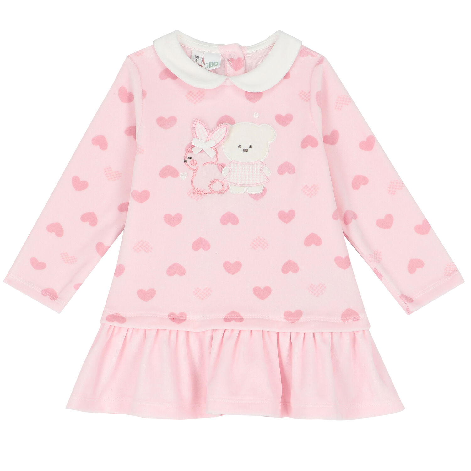 Baby Girls Pink Hearts Dress, 1, hi-res