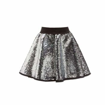 Girls Black & Silver Sequin Skirt