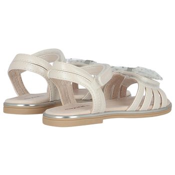 Girls Ivory Embellished Bow Sandals