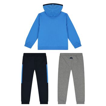Boys Blue, Grey & Navy 3 Piece Tracksuit Set