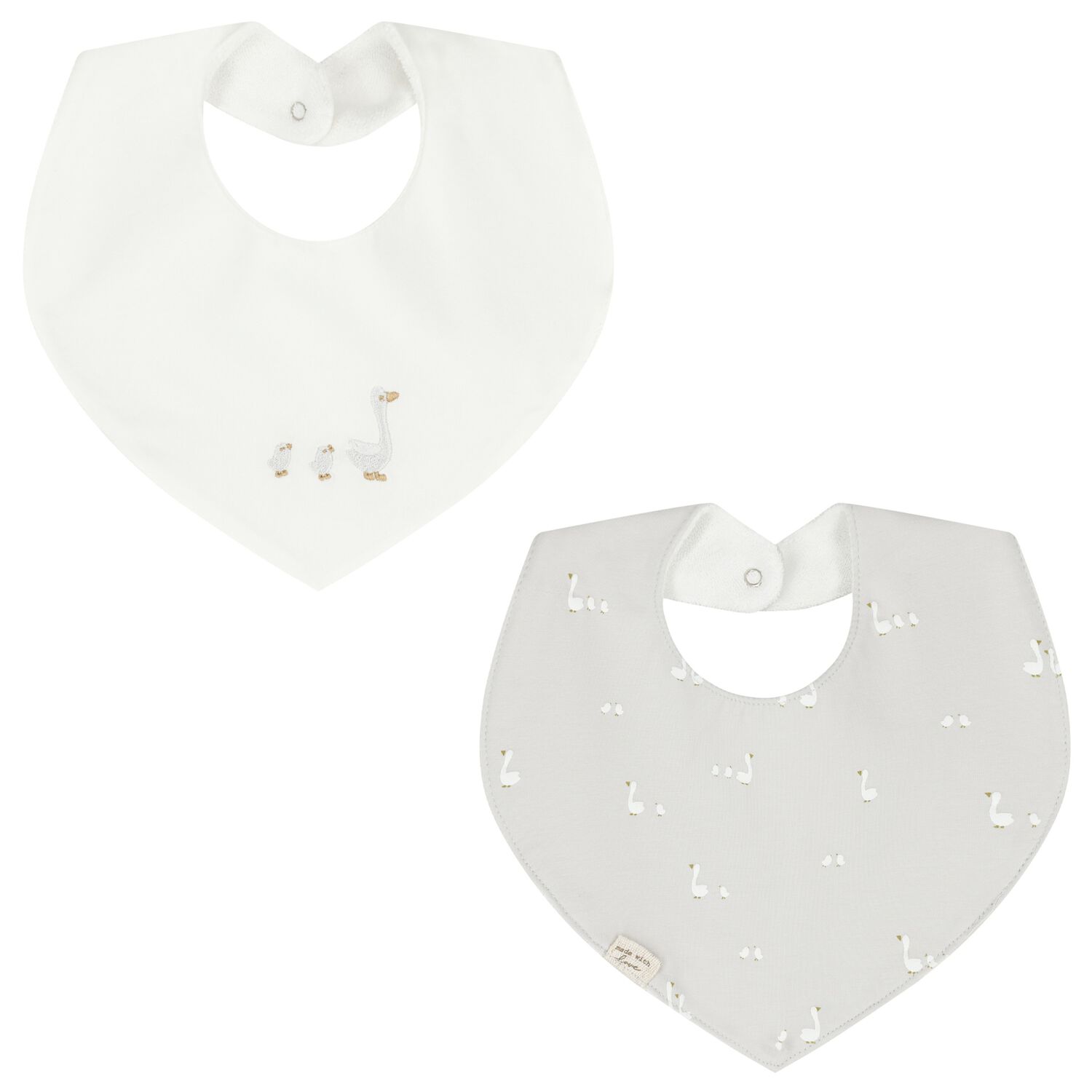 White & Grey Baby Bibs ( 2-Pack ), 2, hi-res