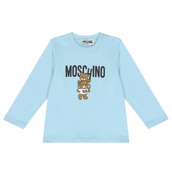 Blue Teddy Bear Logo Long Sleeve Top