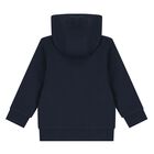 Younger Boys Navy Blue Logo Hooded Zip Up Top, 1, hi-res