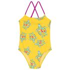 Girls Yellow Turtle Logo Swimsuit, 1, hi-res