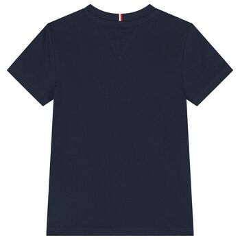Younger Boys Navy Flag Logo Cotton T-Shirt