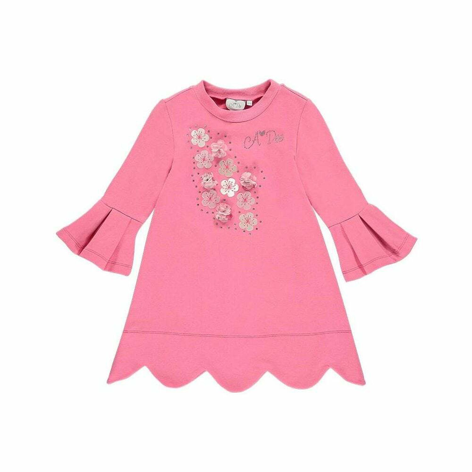 Girls Pink Cotton Dress, 1, hi-res