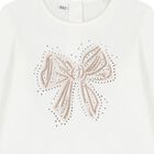Girls Ivory Bow Long Sleeve Top, 1, hi-res