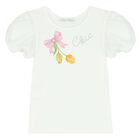 Girls White & Pink Floral Skirt Set, 1, hi-res