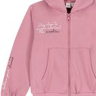 Girls Pink Hooded Zip Up Top, 1, hi-res