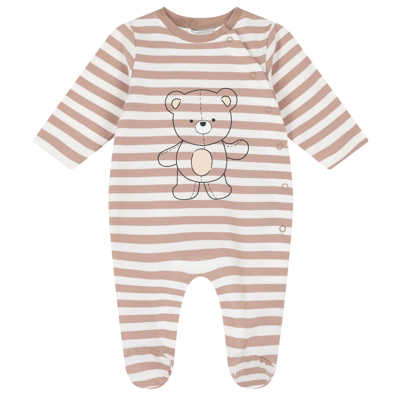 Brown & White Cotton Teddy Bear Babygrows ( 2-Pack ), 1, hi-res