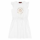 Girls White Logo Dress , 1, hi-res