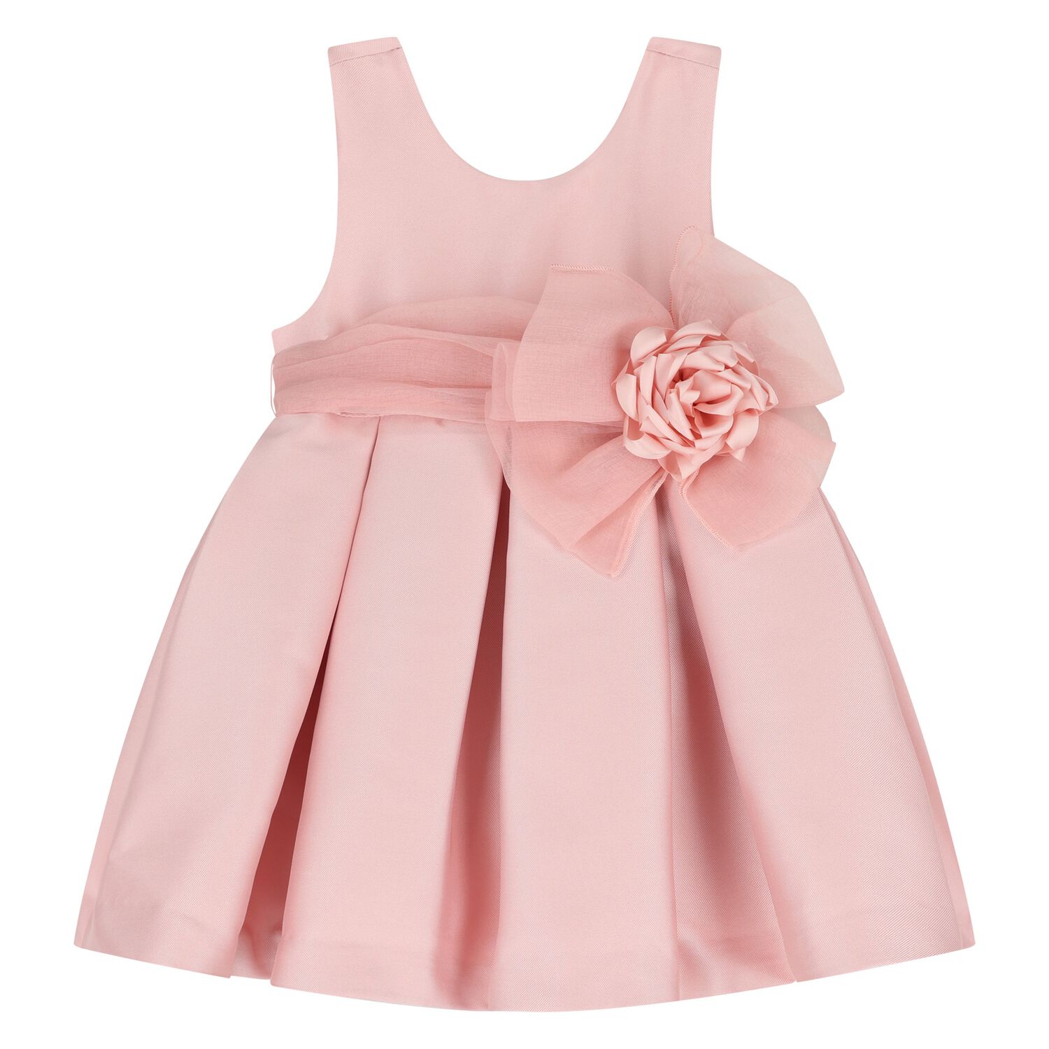 Younger Girls Pink Satin Dress, 1, hi-res