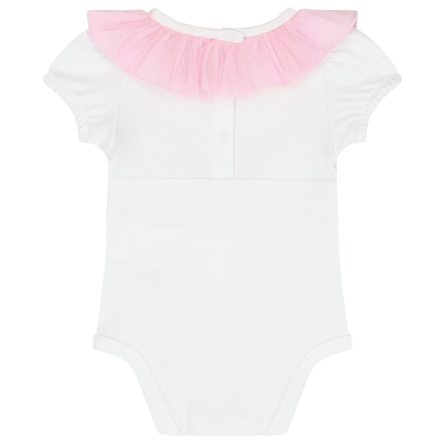 Baby Girls White & Pink Rose Tulle Skirt Set, 1, hi-res