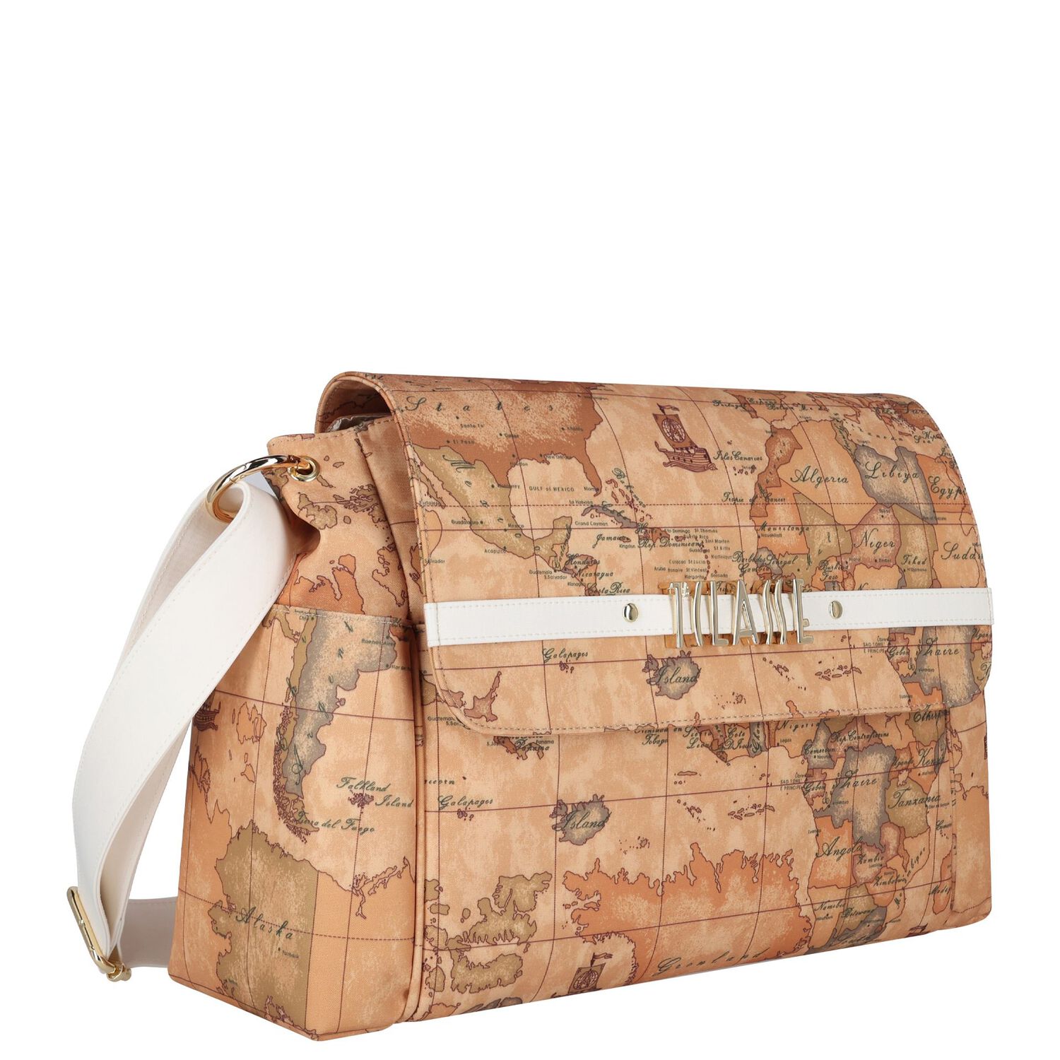 Beige & White Geo Map Baby Changing Bag, 1, hi-res