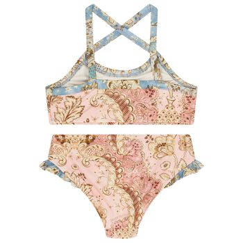 Girls Pink Floral Bikini