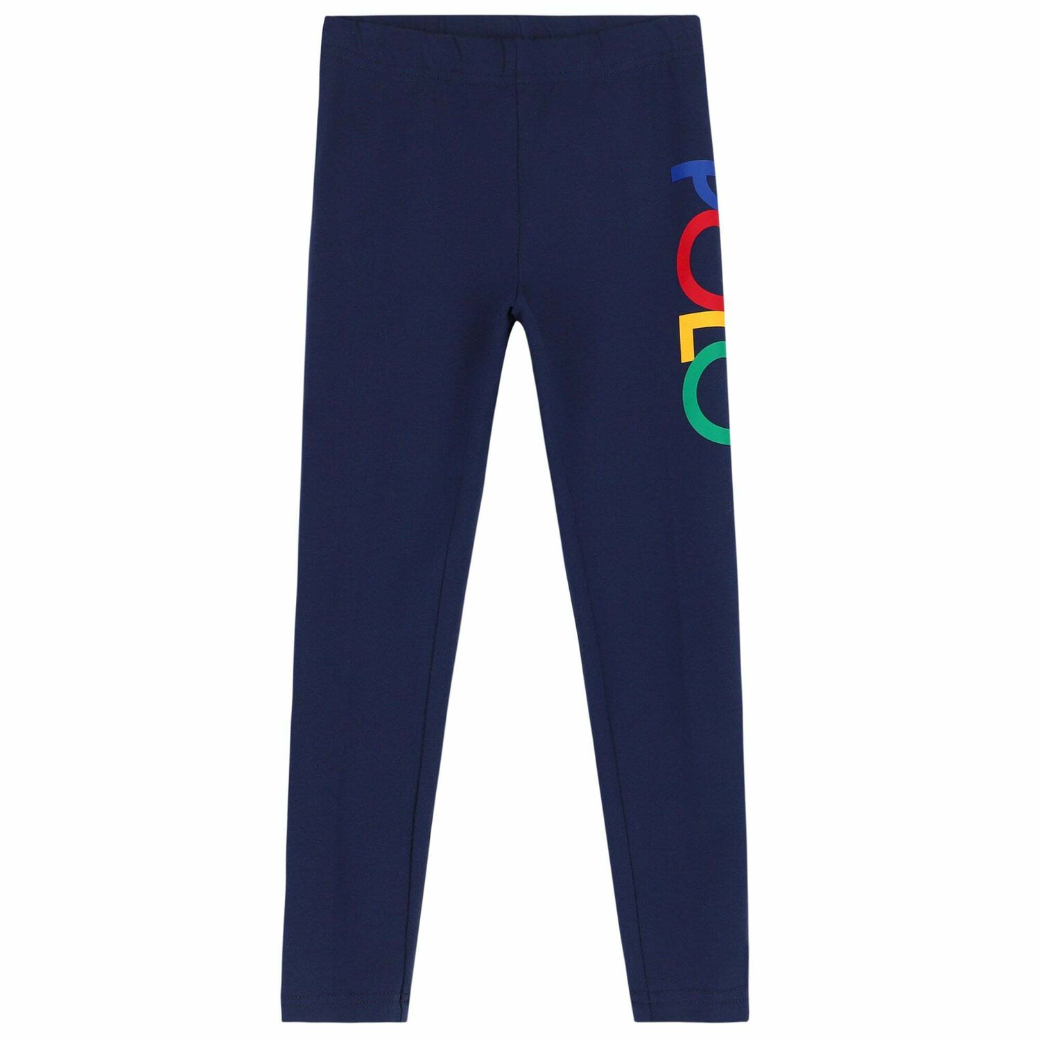 Girls Navy Logo Leggings, 1, hi-res