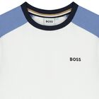 Boys White & Navy Blue Logo Shorts Set, 1, hi-res