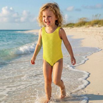 Girls Yellow Crinkle Swimsuit