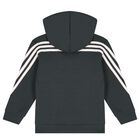 Grey Logo Hooded Zip Up Top, 1, hi-res