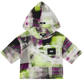 Girls Green, Black & Purple Logo Hooded T-Shirt