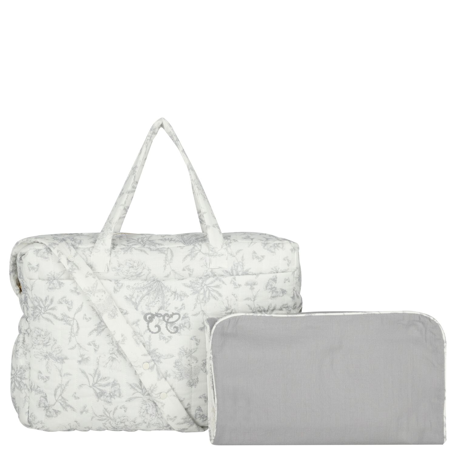 Ivory & Grey Toile De Jouy Baby Changing Bag, 2, hi-res