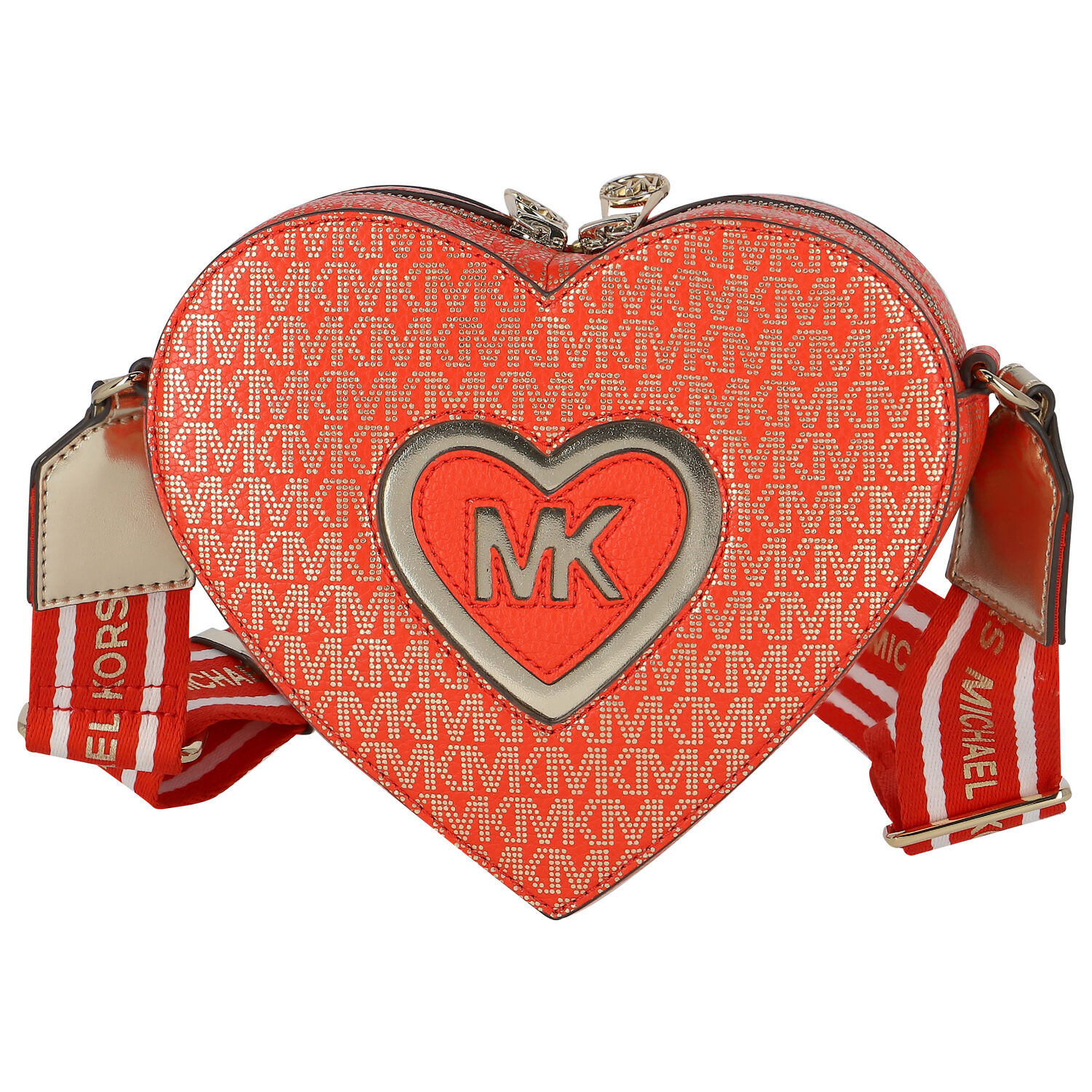 Girls Orange Heart Logo Shoulder Bag, 1, hi-res