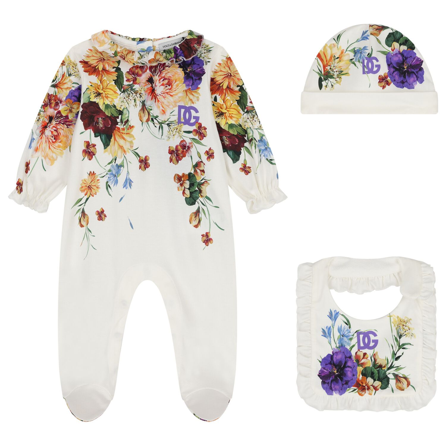 Baby Girls Multi-Coloured Logo Floral Babygrow Gift Set, 1, hi-res