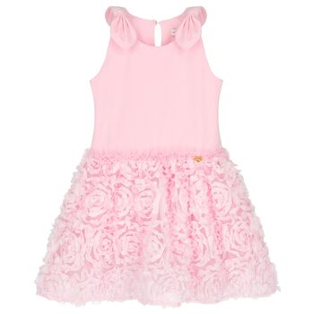 Girls Pink Tulle & 3D Flower Dress
