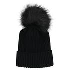Girls Black Logo Beanie Hat, 1, hi-res