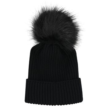 Girls Black Logo Beanie Hat