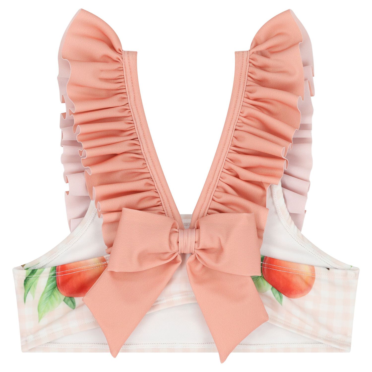 Girls Coral & White Peaches Bikini, 2, hi-res image number null