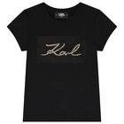 Girls Black Logo T-Shirt, 1, hi-res