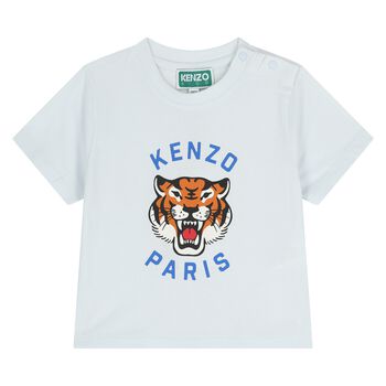 Younger Boys Blue Tiger Logo T-Shirt