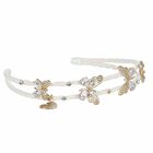 Girls White & Gold Butterfly Headband, 1, hi-res